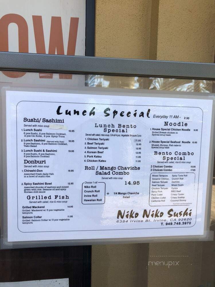 Niko Niko Sushi - Irvine, CA menu_pic
