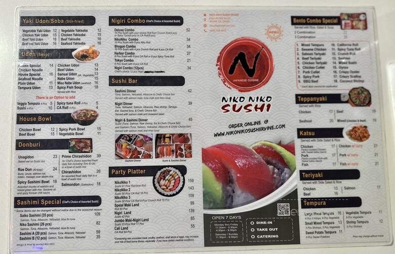 Niko Niko Sushi - Irvine, CA menu_pic