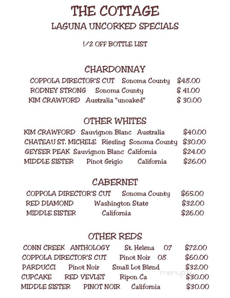 Cottage Restaurant - Laguna Beach, CA menu_pic