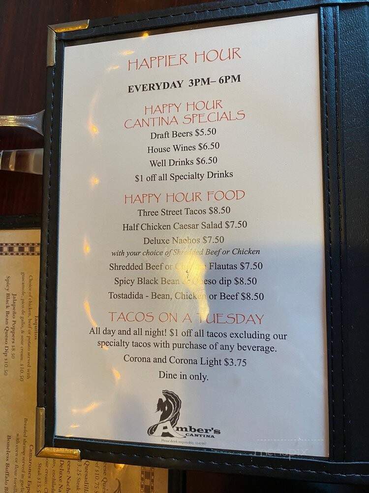 Amber's Cantina - Laguna Niguel, CA menu_pic