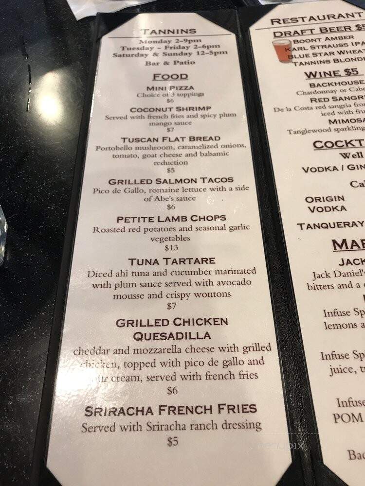 Tannins Restaurant & Wine Bar - San Juan Capistrano, CA menu_pic