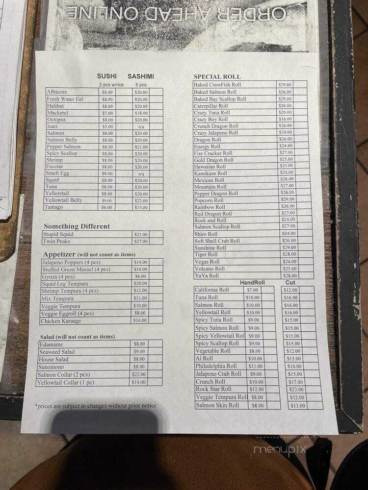 Sushi Shiro - Upland, CA menu_pic