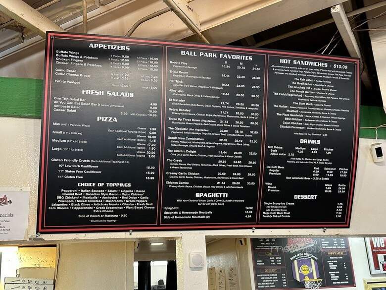 Ball Park Pizza - San Juan Capistrano, CA menu_pic