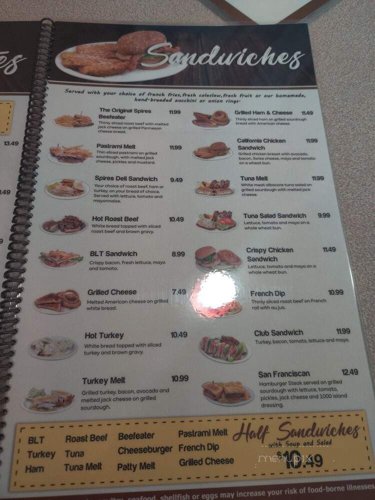 Spires Restaurant - Ontario, CA menu_pic