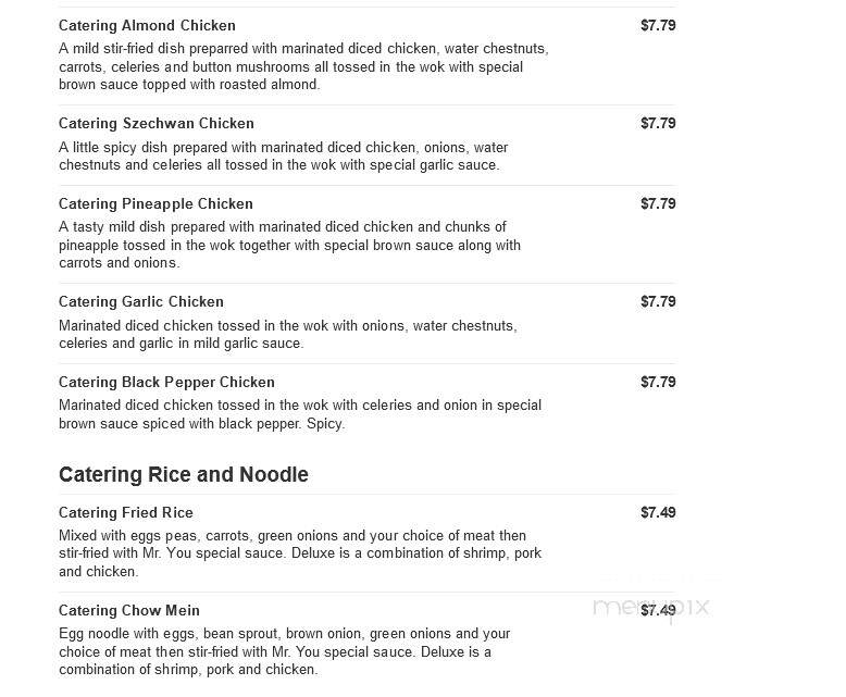 Mr You Express - Rancho Cucamonga, CA menu_pic