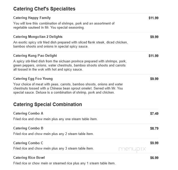 Mr You Express - Rancho Cucamonga, CA menu_pic