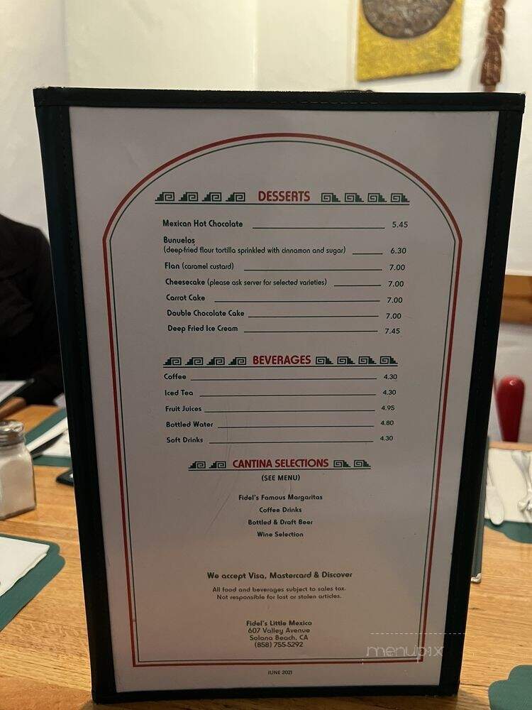Fidel's Little Mexico - Solana Beach, CA menu_pic