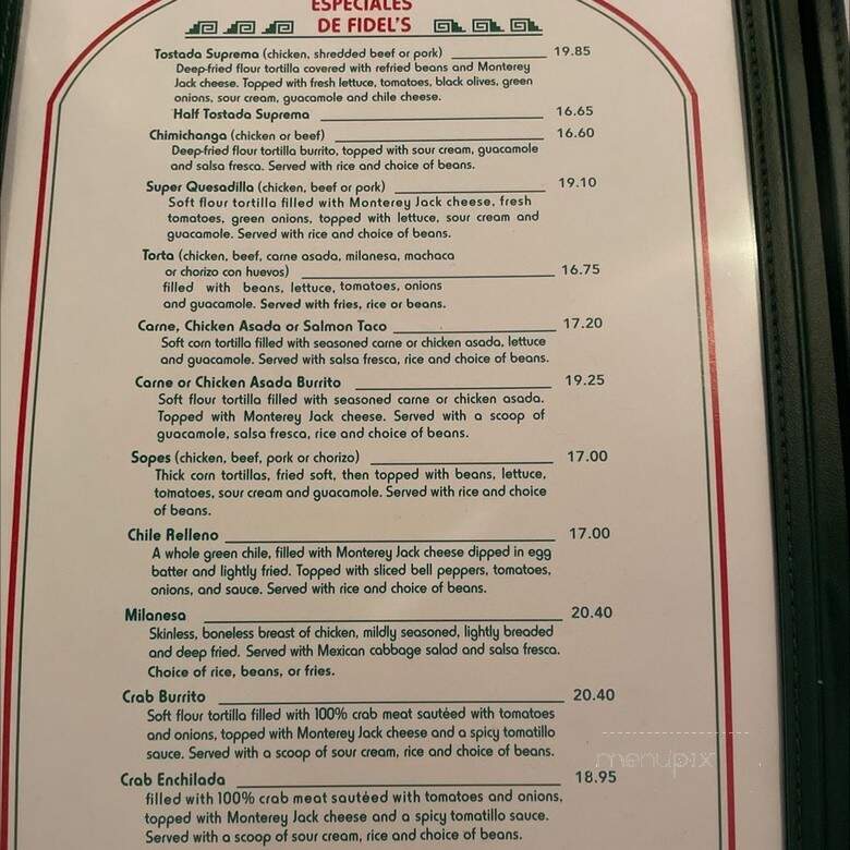 Fidel's Little Mexico - Solana Beach, CA menu_pic