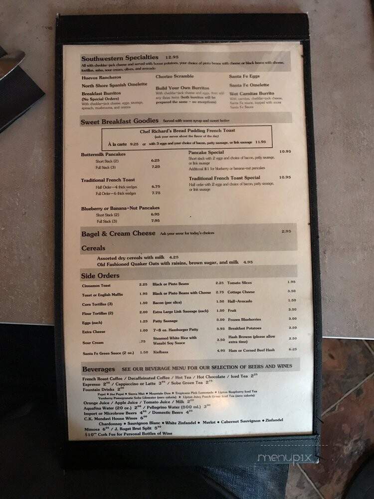 North Shore Cafe - Fawnskin, CA menu_pic