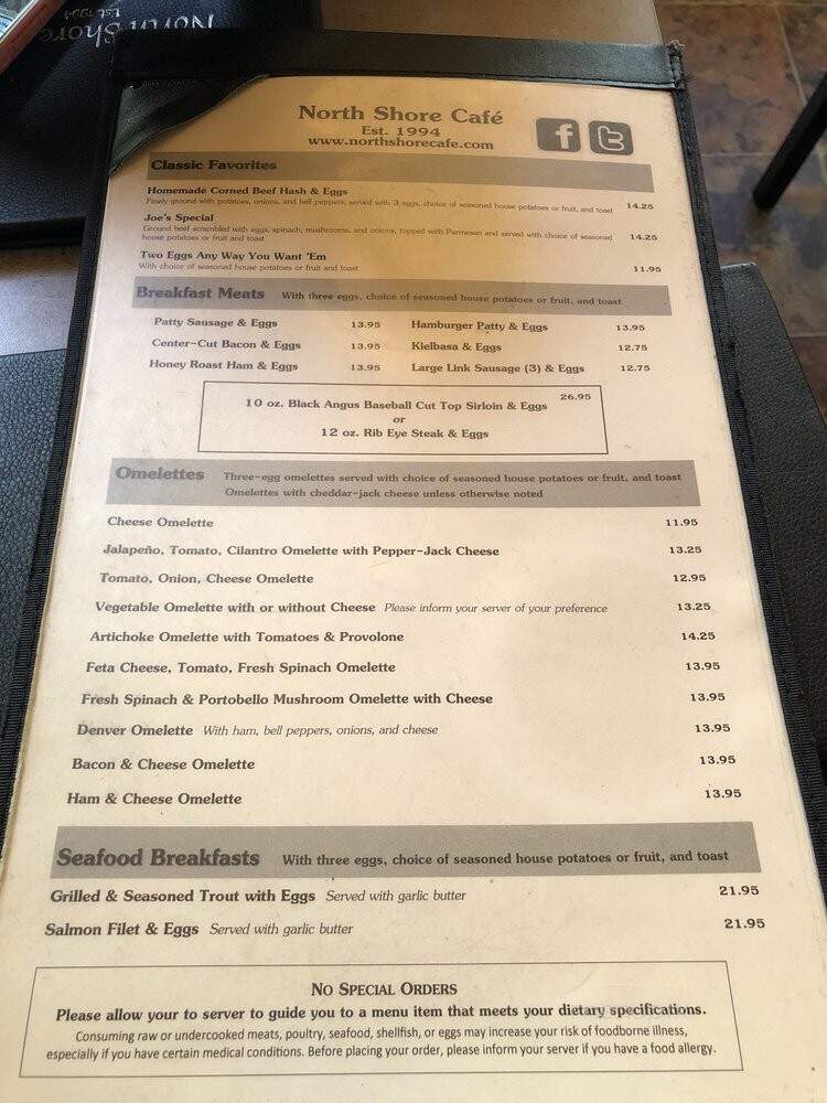 North Shore Cafe - Fawnskin, CA menu_pic
