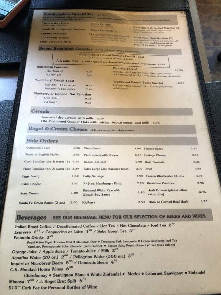 North Shore Cafe - Fawnskin, CA menu_pic