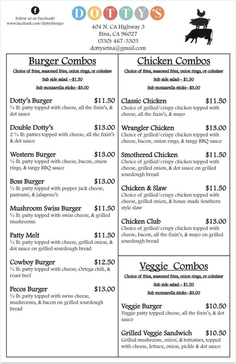 Dotty's Korner Kitchen - Etna, CA menu_pic