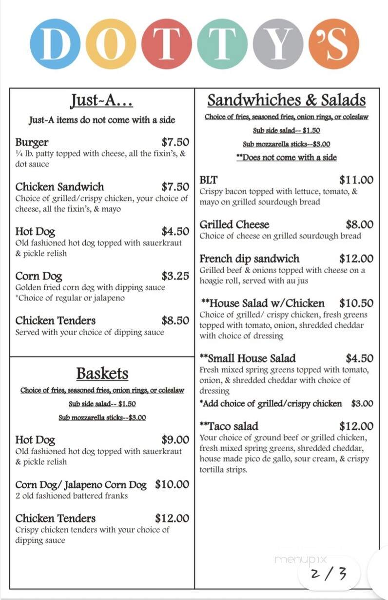 Dotty's Korner Kitchen - Etna, CA menu_pic