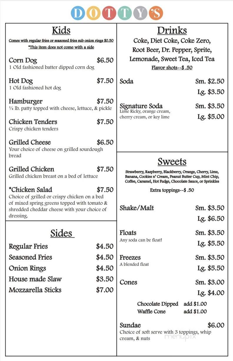 Dotty's Korner Kitchen - Etna, CA menu_pic
