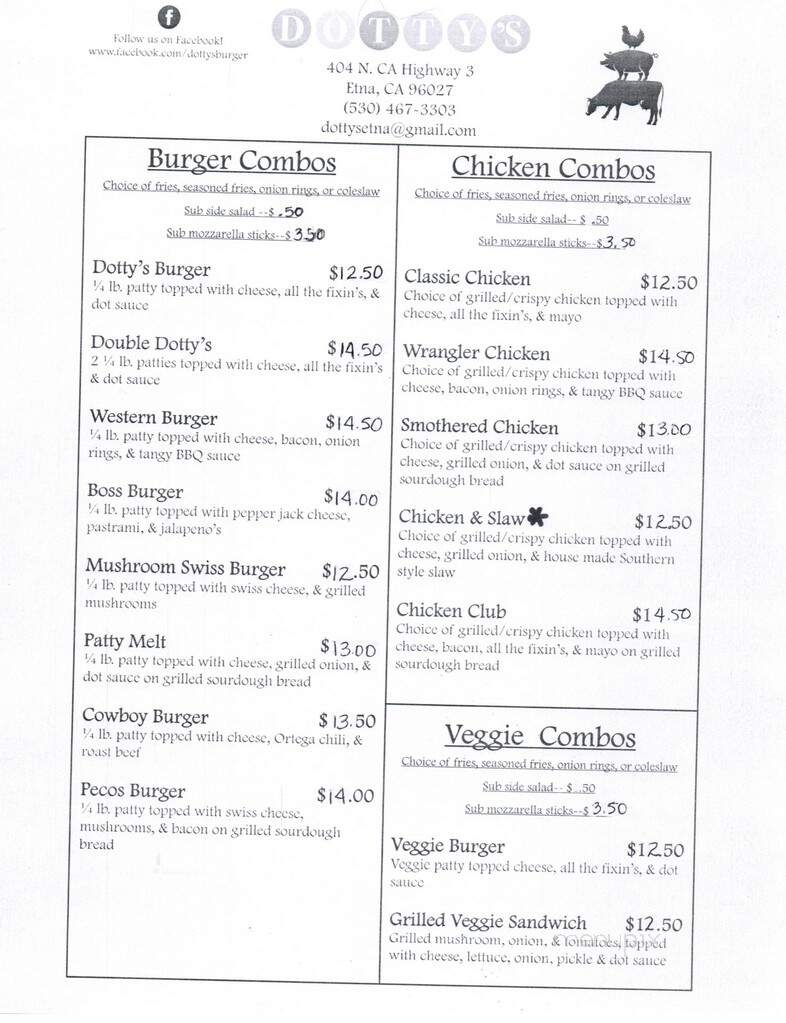 Dotty's Korner Kitchen - Etna, CA menu_pic