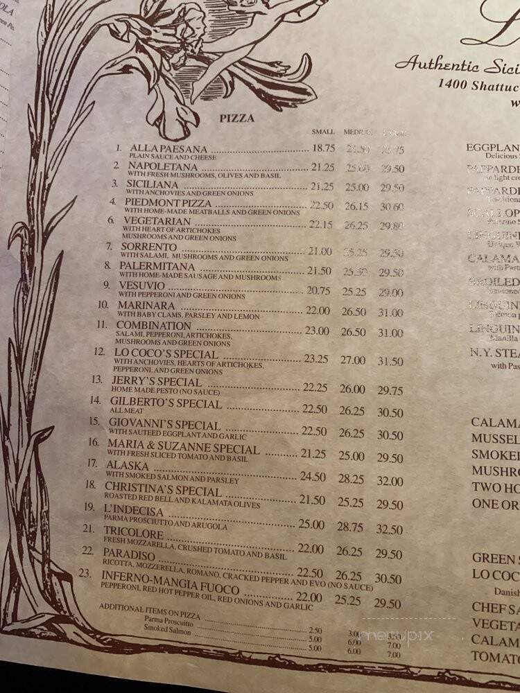 Lococo's Restaurant & Pizzeria - Berkeley, CA menu_pic