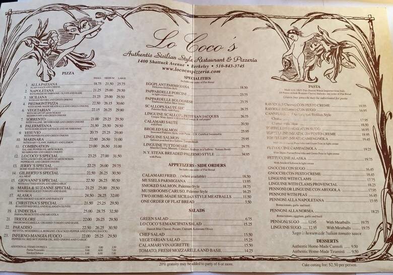 Lococo's Restaurant & Pizzeria - Berkeley, CA menu_pic