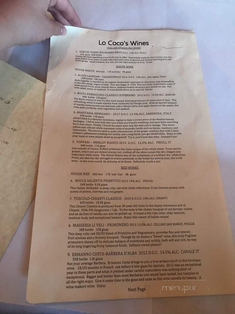 Lococo's Restaurant & Pizzeria - Berkeley, CA menu_pic
