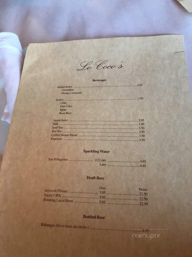 Lococo's Restaurant & Pizzeria - Berkeley, CA menu_pic