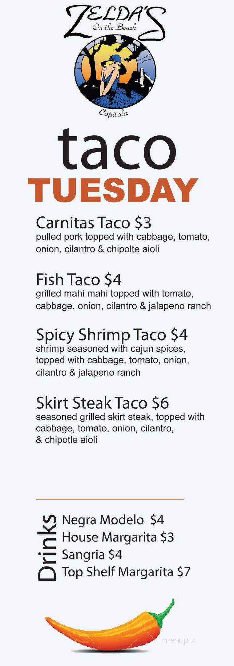 Zelda's On The Beach - Capitola, CA menu_pic