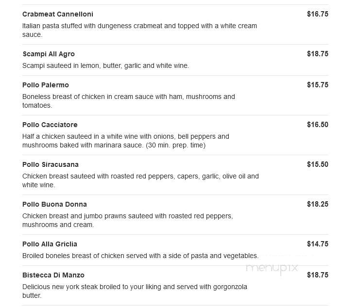 Di Cicco's Italian Restaurant - Campbell, CA menu_pic