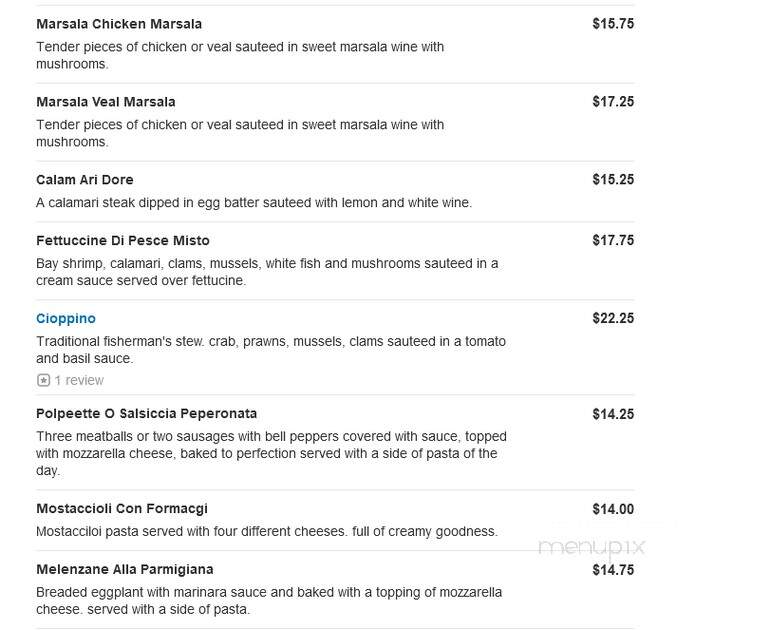 Di Cicco's Italian Restaurant - Campbell, CA menu_pic