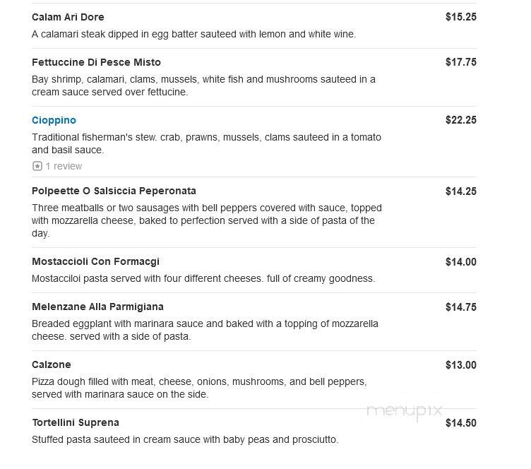 Di Cicco's Italian Restaurant - Campbell, CA menu_pic