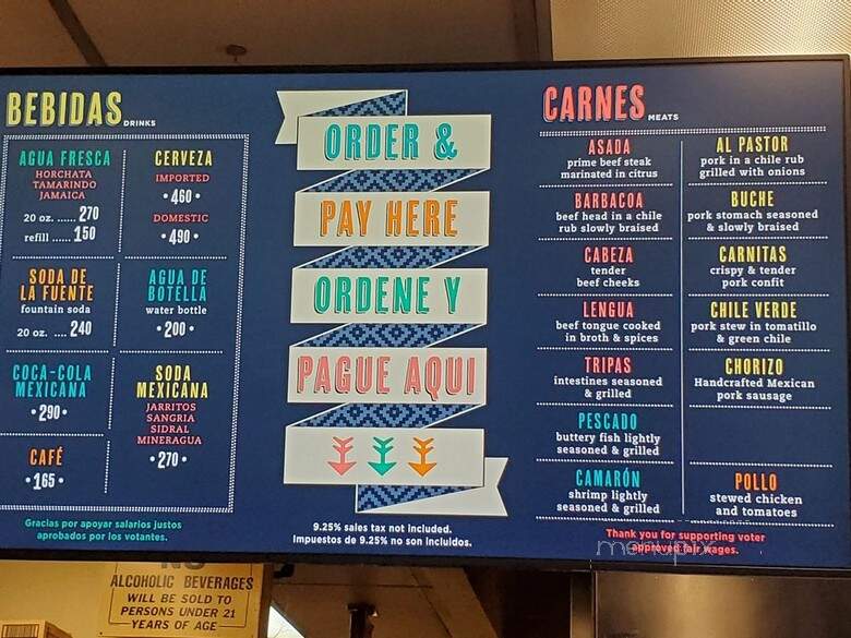 Taqueria Lorena's - San Jose, CA menu_pic