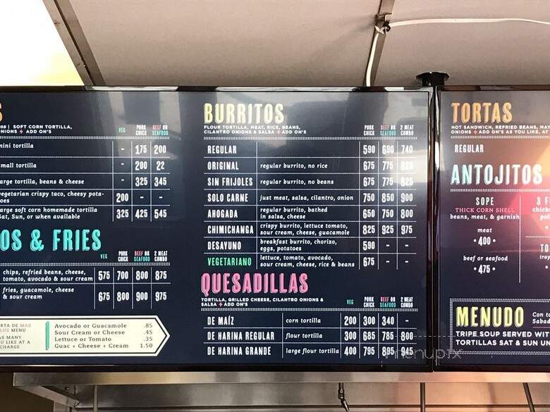 Taqueria Lorena's - San Jose, CA menu_pic