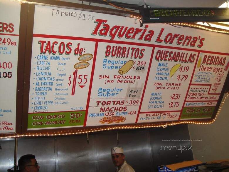 Taqueria Lorena's - San Jose, CA menu_pic