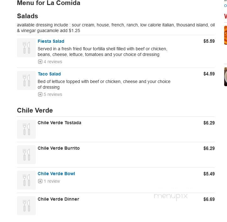 La Comida - Chico, CA menu_pic