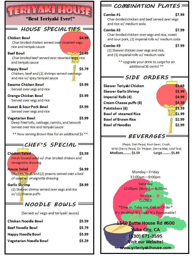Teriyaki House - Yuba City, CA menu_pic