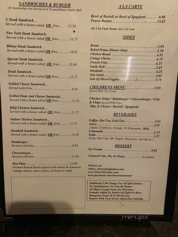 Vince's Deli - West Sacramento, CA menu_pic