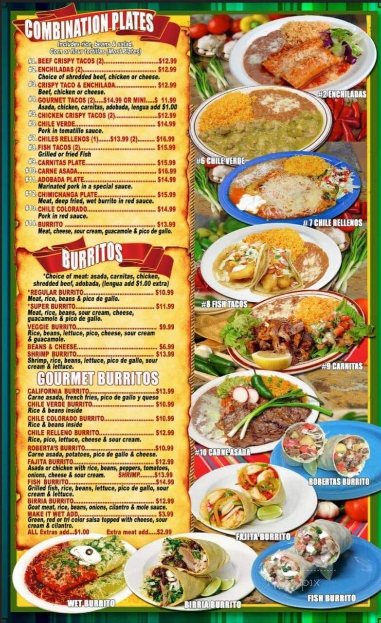 Robertas Mexican Food - Sacramento, CA menu_pic