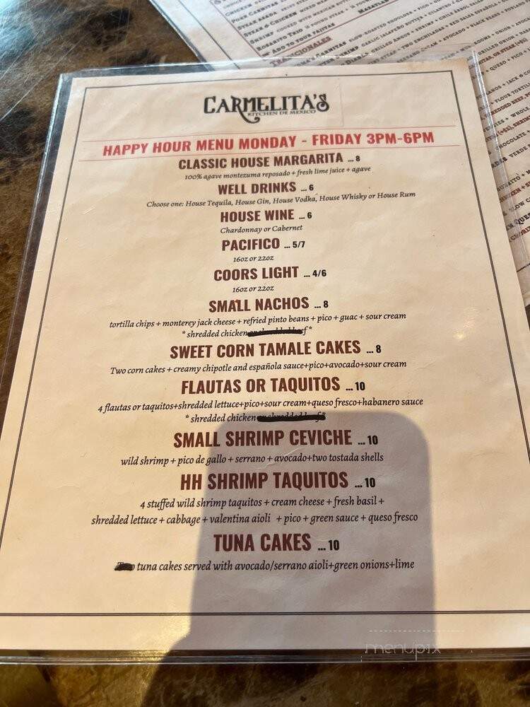 Carmelita's Mexican Restaurant - Fair Oaks, CA menu_pic