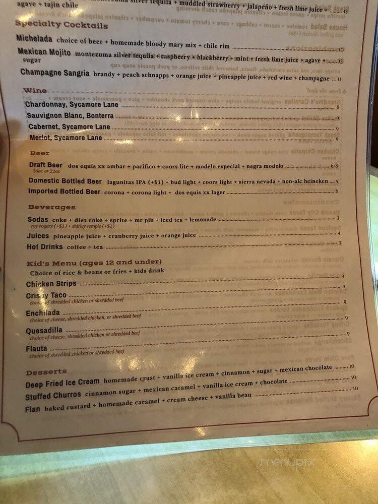 Carmelita's Mexican Restaurant - Fair Oaks, CA menu_pic
