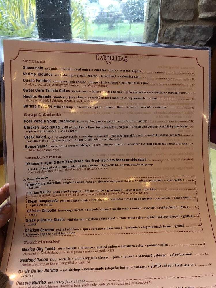 Carmelita's Mexican Restaurant - Fair Oaks, CA menu_pic