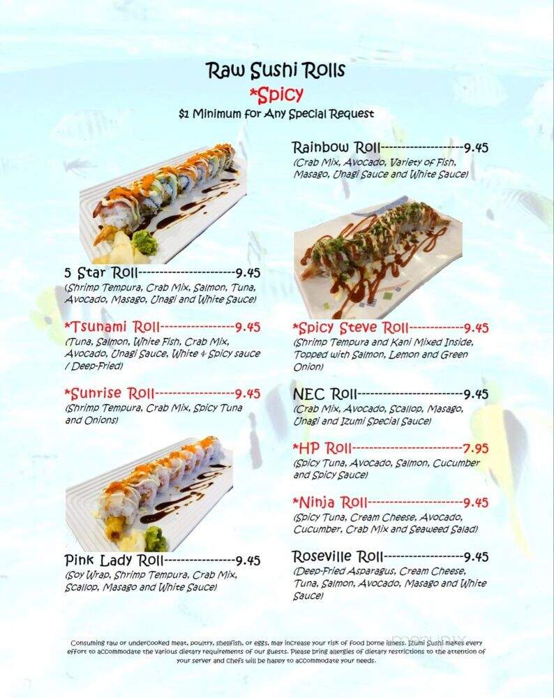 Izumi Japanese Restaurant - Rocklin, CA menu_pic