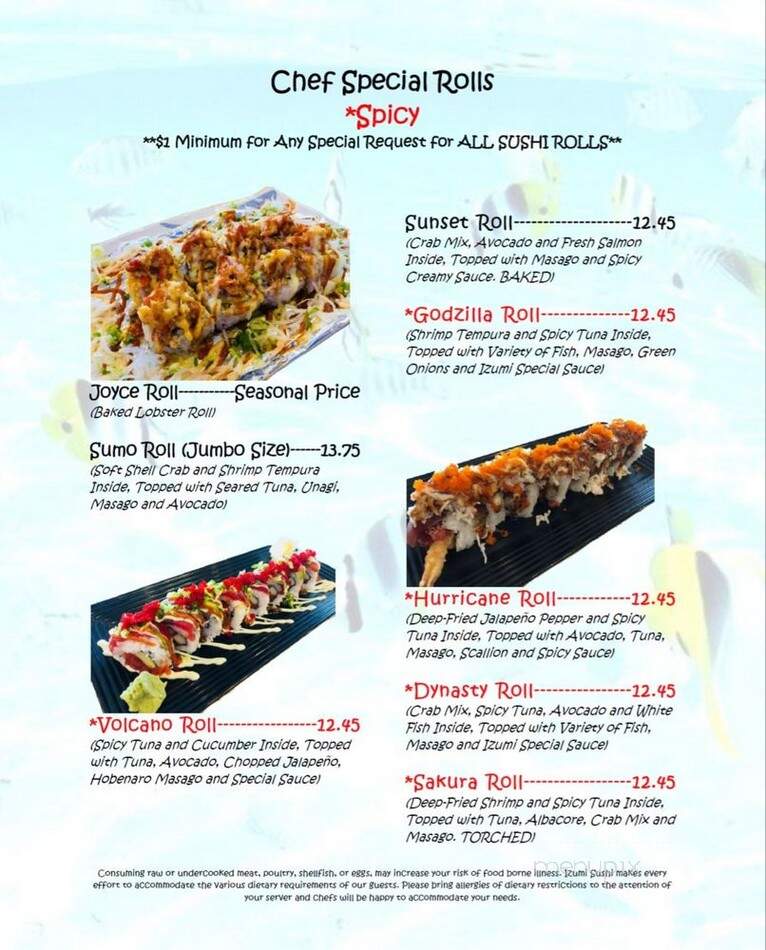 Izumi Japanese Restaurant - Rocklin, CA menu_pic