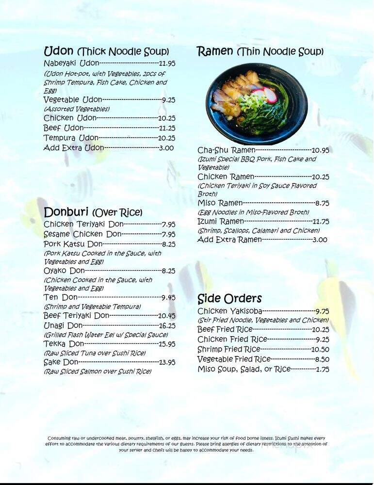 Izumi Japanese Restaurant - Rocklin, CA menu_pic