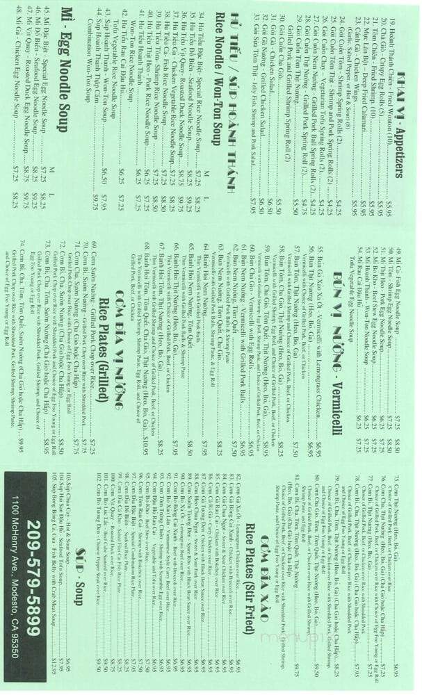 Pho Bac Noodle Palace - Modesto, CA menu_pic