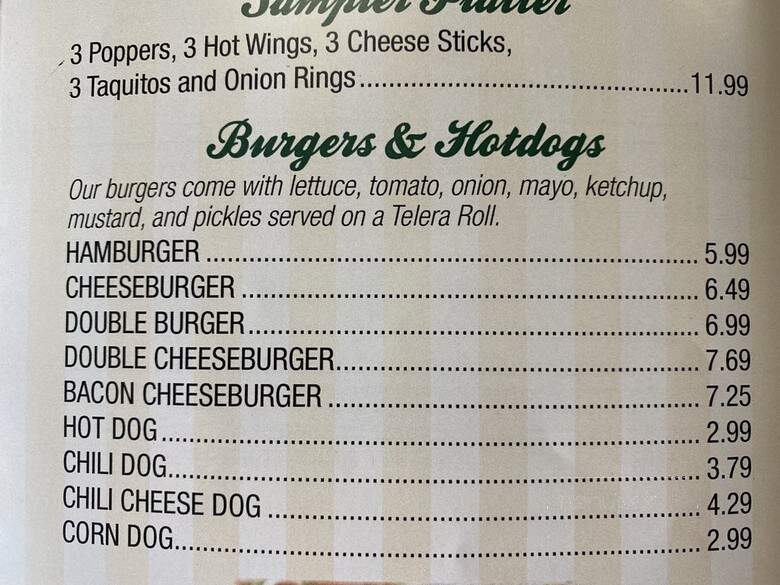 Sharkey's Family Billiards - Turlock, CA menu_pic