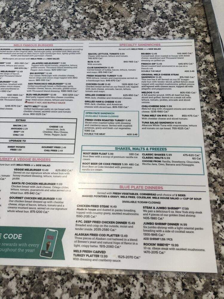 Original Mel's - Placerville, CA menu_pic