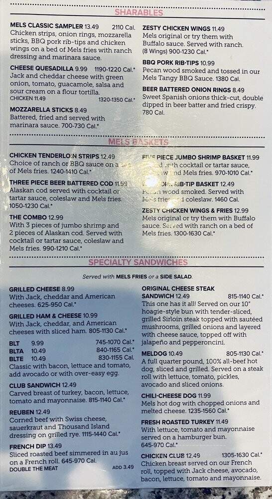 Original Mel's - Placerville, CA menu_pic