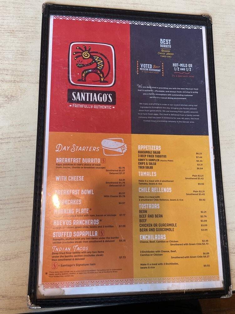 Santiago's Mexican Restaurant - Brighton, CO menu_pic