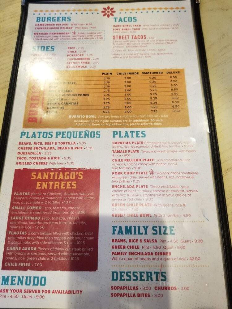 Santiago's Mexican Restaurant - Brighton, CO menu_pic