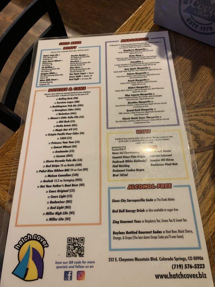 Hatch Cover Restaurant - Colorado Springs, CO menu_pic
