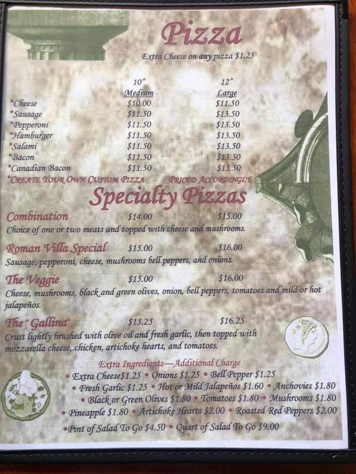 Roman Villa Pizza - Colorado Springs, CO menu_pic