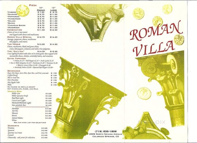Roman Villa Pizza - Colorado Springs, CO menu_pic