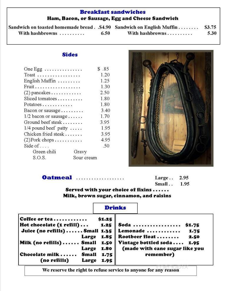 Sandy's Restaurant - Colorado Springs, CO menu_pic